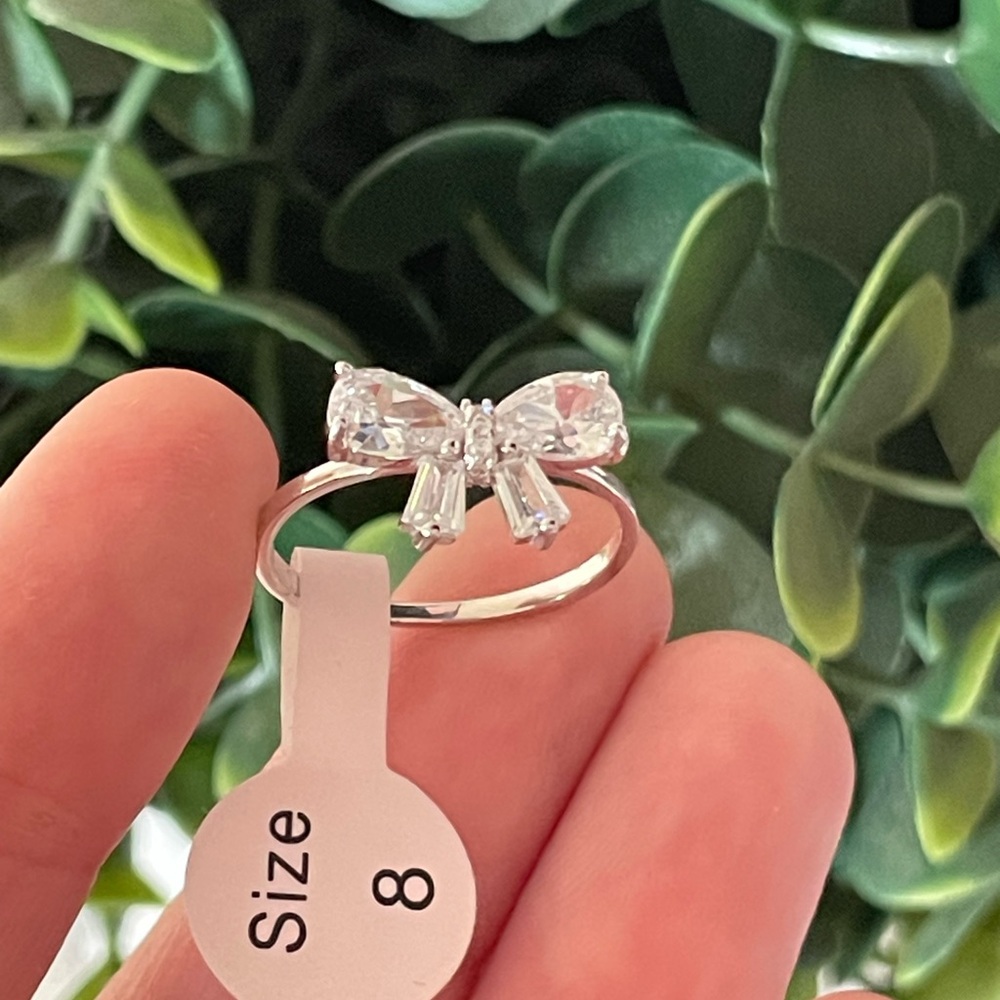 New Cate d’argent FZN STERLING SILVER CZ BOW RING SIZE 8 MINIMALIST MODERN
